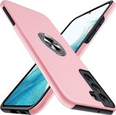 Telefoonhoesje Met Vingerring & Magneet voor Telefoohouders - Hoesje Geschikt voor: Samsung Galaxy S21 - Anti-drop harde cover - Roze