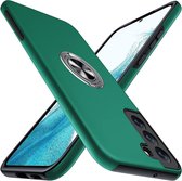 Telefoonhoesje Met Vingerring & Magneet voor Telefoohouders - Hoesje Geschikt voor: Samsung Galaxy S21 - Anti-drop harde cover - Groen