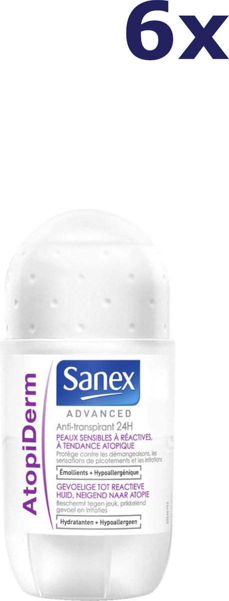 Goedkoopste Sanex Deoroller anti-transpirant Atopiderm - Voordeelverpakking 6 x 50 ML