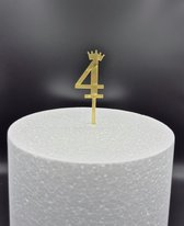 Taarttopper - Cijfer Small (11 cm) - vier - 4 - Taartdecoratie - Cake Topper - getal - voor leeftijd: 14 / 24 / 34 / 40 / 41 / 42 / 43 / 44 / 45 / 46 / 47 / 48 / 49 / 54 / 64 / 74 / 84 / 94