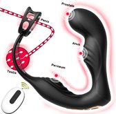 Mannelijke Prostaat Massage Vibrator Dubbele Ring Anale Plug Vibrator Siliconen Delay Ejaculatie Mannelijke Masturbator Volwassen Seksspeeltjes Voor Mannen Met Afstandsbediening