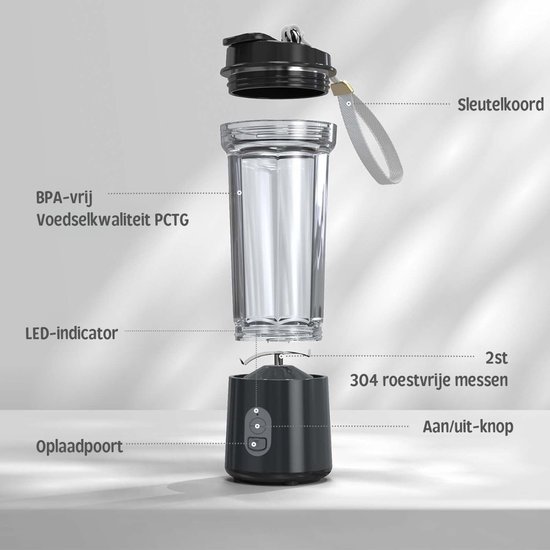 Blender To Go - "SmoothieGenie: Draagbare Blender voor Onderweg - Mix je favoriete smoothies en shakes overal met deze handige Mini Draagbare Mixer met 500ml capaciteit en 4000mAh-batterij!" van SmoothieGenie — afbeelding 4