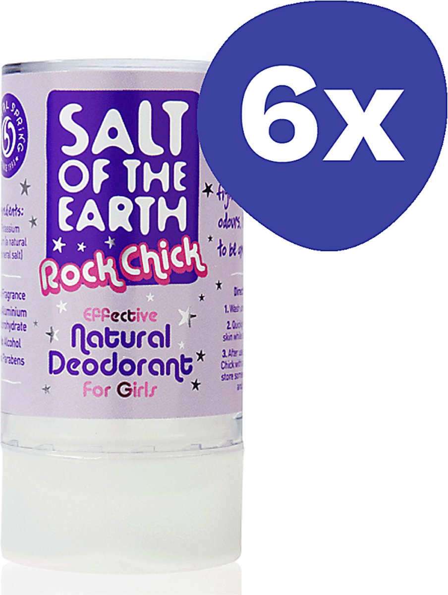 Goedkoopste Salt of the Earth Rock Chick Natural Deodorant voor meiden (6 ) (6x 90gr
