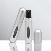 beauty solutions 2 stuks hervulbare parfumverstuiver 5ml - 70x verstuiven - mini reis parfum - zilver