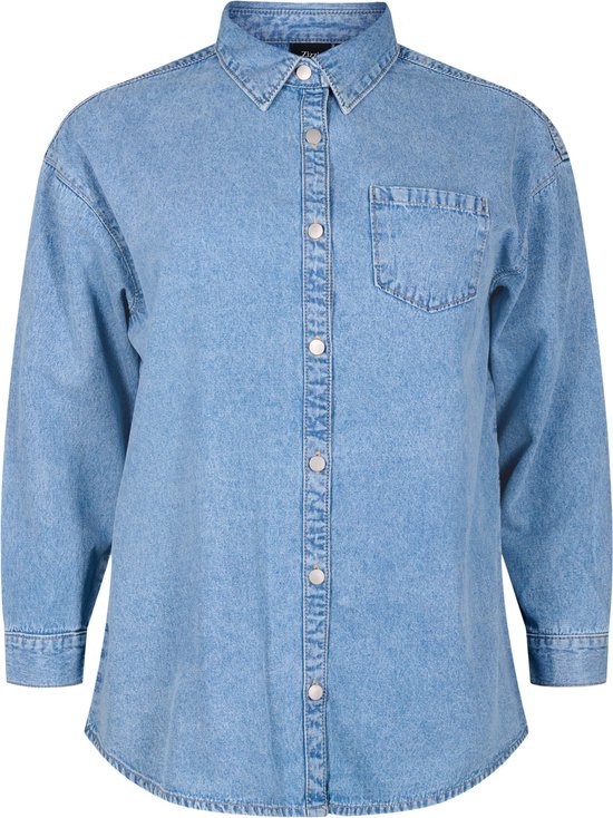 ZIZZI JEVA, L/S, SHIRT Dames Blouse - Light Blue - Maat M (46-48)