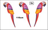 3x Opblaasbare papegaai 115 cm - Groot - Tropical thema feest hawai party beach feest strand jungle festival