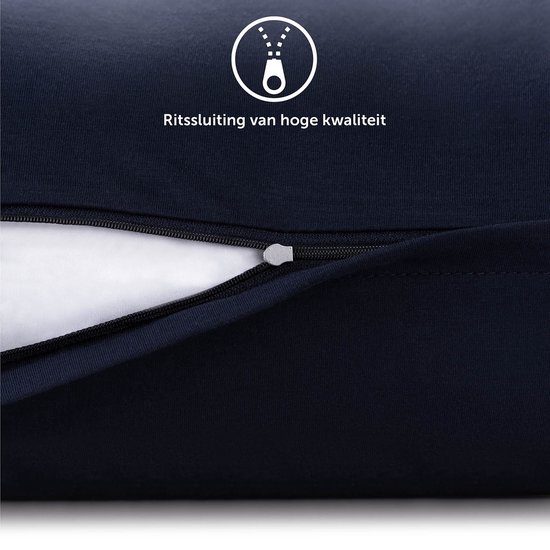 Set - Lot de 2 Taies d'oreiller d'oreiller - Housse de coussin en Premium super doux - 100 % Katoen - 80 x 80 cm - Bleu foncé