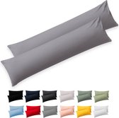 Blumtal - Set Van 2 Kussenslopen - Superzachte Premium Jersey Kussenhoes - 100% Katoen - 40 x 145 cm - Grijs