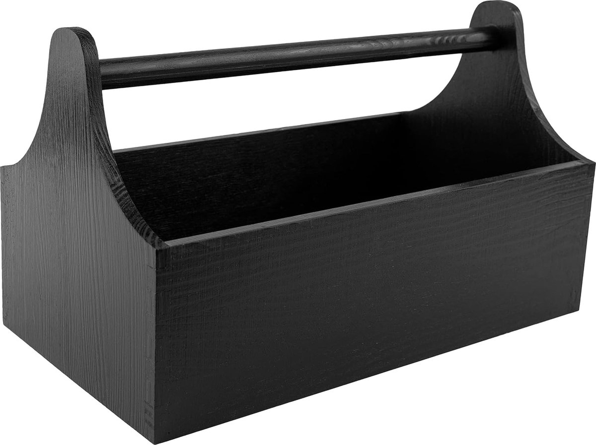 Gereedschapskist hout Gereedschapskist van hout Afmetingen 34 x 18 x 20 5 cm (+ - 0 5 cm) Gereedschapskoffer leeg Zwarte gereedschapskist met handvat mannenhandtas geschenkdoos