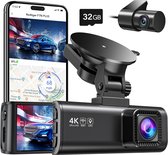 Dashcam - Dashcam pour voiture - Dashcam pour voiture avant et arrière - 4K - GPS - Vision nocturne infrarouge