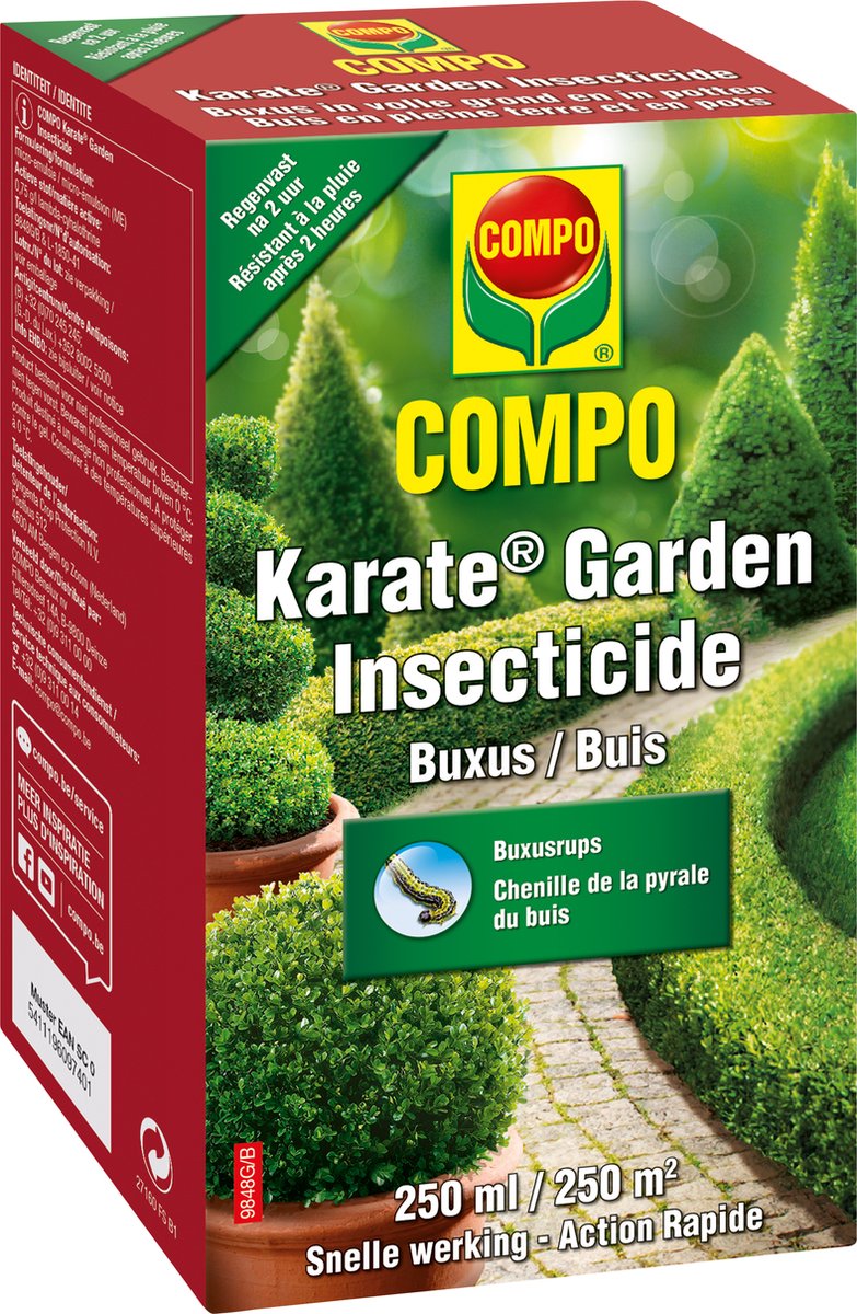 COMPO Karate Garden Buxus - insectenbestrijder - concentraat - voor de bestrijding van de buxusrups - snelle werking - doosje 250 ml (250 m²)