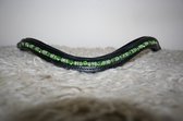 MHSports wave frontriem Green Sparkle - zwart leer - full (43cm)