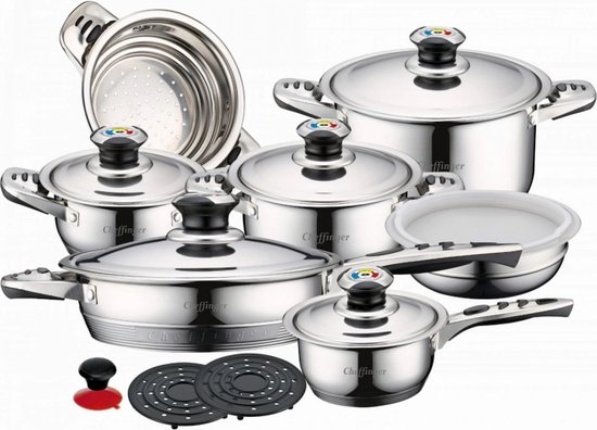 Premier Housewares Ensemble de Casseroles en Acier Inoxydable, Batterie