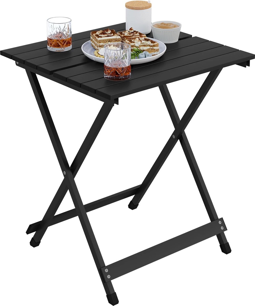 BukkitBow - Aluminium Inklapbare Kampeertafel / Campingtafel - Lichtgewicht en Luxe Design - 50,5x46,5x60cm - Zwart