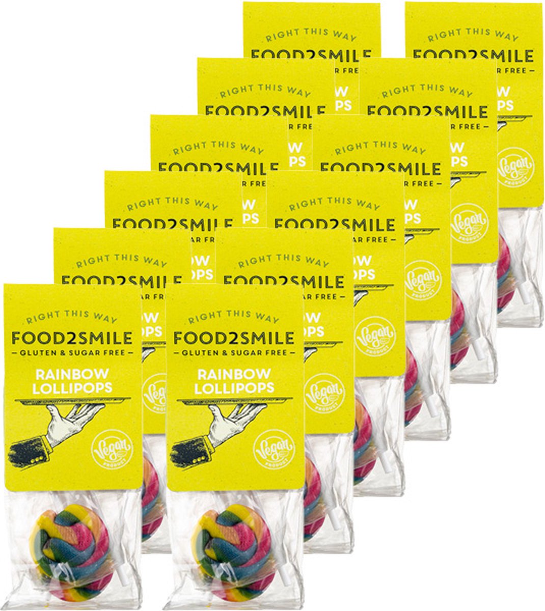 Food2Smile | Rainbow Lollipops | 12 stuks | 12 x 50 gram