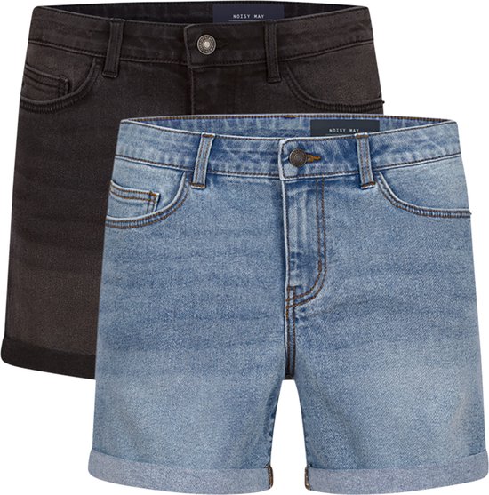 Noisy May Dames Short BeLucky regular/straight Fit Veelkleurig Volwassenen 2 Pack Korte Jeans Broeken