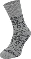 Chaussettes épaisses en laine femme homme - Taille 39-42 - Chaussettes d'intérieur motif norvégien Grijs