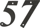 AMIG Huisnummer 57 - massief gesmeed staal - 10cm - incl. bijpassende schroeven - zwart