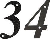 AMIG Huisnummer 34 - massief gesmeed staal - 10cm - incl. bijpassende schroeven - zwart