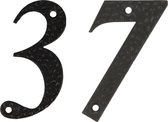 AMIG Huisnummer 37 - massief gesmeed staal - 10cm - incl. bijpassende schroeven - zwart