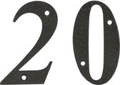 AMIG Huisnummer 20 - massief gesmeed staal - 10cm - incl. bijpassende schroeven - zwart