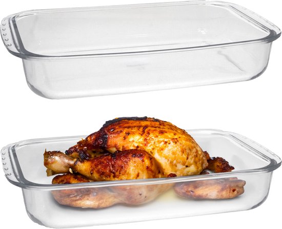 Marinex Plat à four en verre borosilicaté - 2x - rectangle - 5,0 litres - 40 x 25 x 7 cm - plat de service