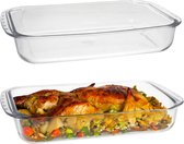 Marinex Ovenschaal van borosilicaat glas - 2x - rechthoek - 3.7 Liter - 36 x 22 x 7 cm - serveerschaal