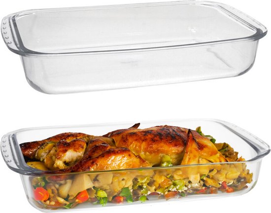 Marinex Plat à four en verre borosilicate - 2x - rectangle - 3,7 litres - 36 x 22 x 7 cm - plat de service