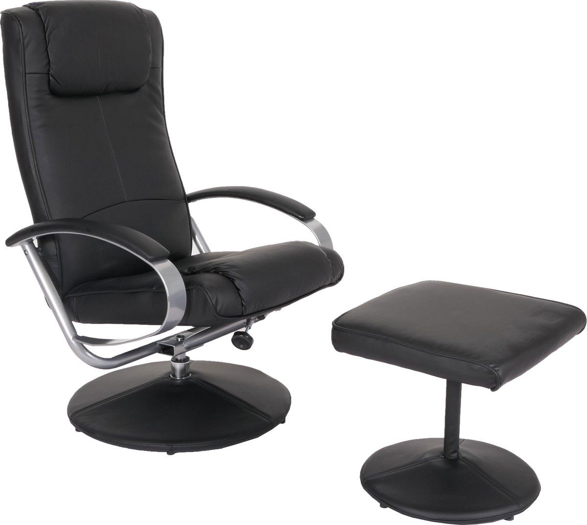 Relaxfauteuil TV fauteuil N44 met kruk ~ zwart