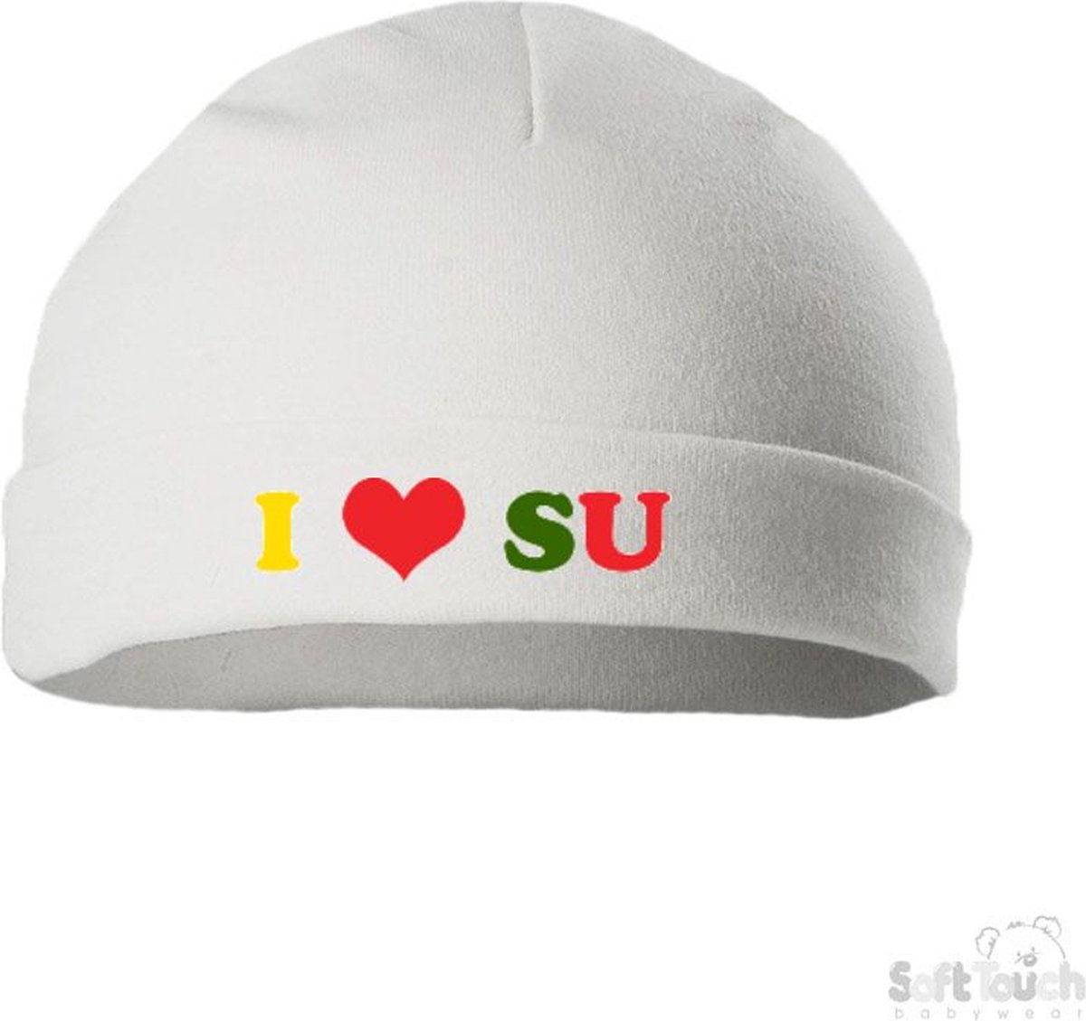 Image of 100% katoenen Rolmutsje "Suriname" Unisex Katoen Wit/rood/groen/geel Maat 56/62