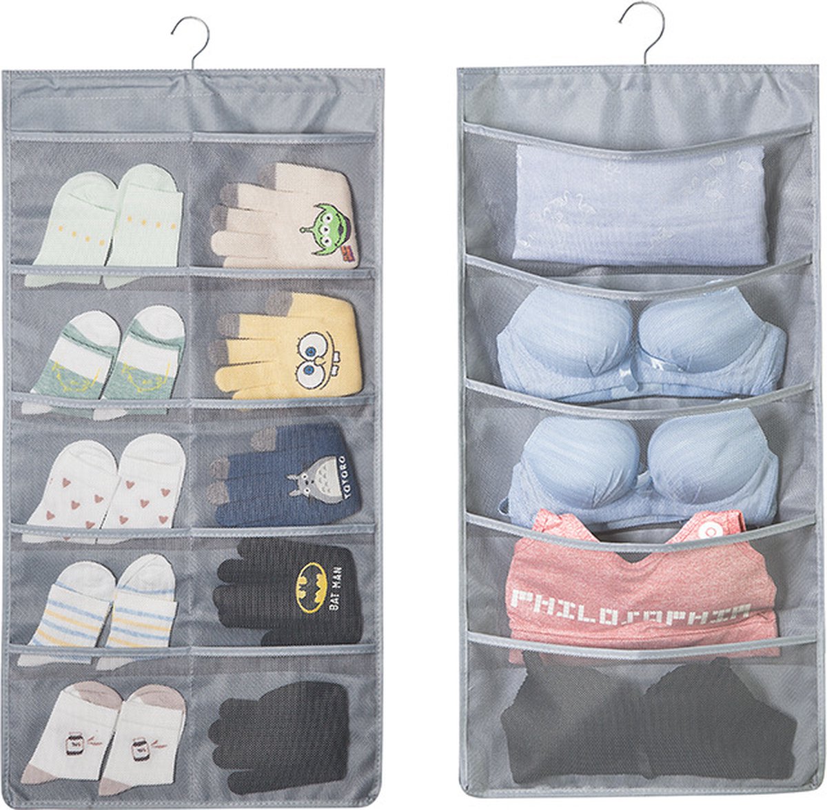 Lexorion Elite - Kledinghanger - Organizer Bakjes en Kleding - Dubbelzijdige Hangende Organizer – 30 Zakken – Ondergoed & Kleding Opbergsysteem – 2 Stuks – Tidy Hanger