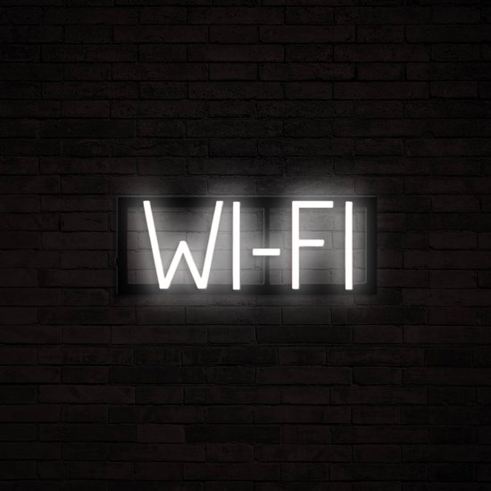 WI-FI - Lichtreclame Neon LED bord verlicht | SpellBrite | 39,34 x 16 cm | 6 Dimstanden & 8 Lichtanimaties | Reclamebord neon verlichting