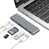 6 in 2 Dual USB C to Hub with USB C, Type C Data,TF/ SD Card slots, 2 USB 3.0 for Macbook Pro