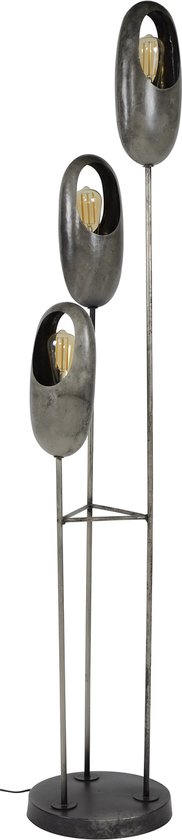 Vloerlamp getrapt met Open Oog | 3 lichts | oud zilver | 31x31x170 cm | woonkamer | industrieel design | metaal | sfeerverlichting