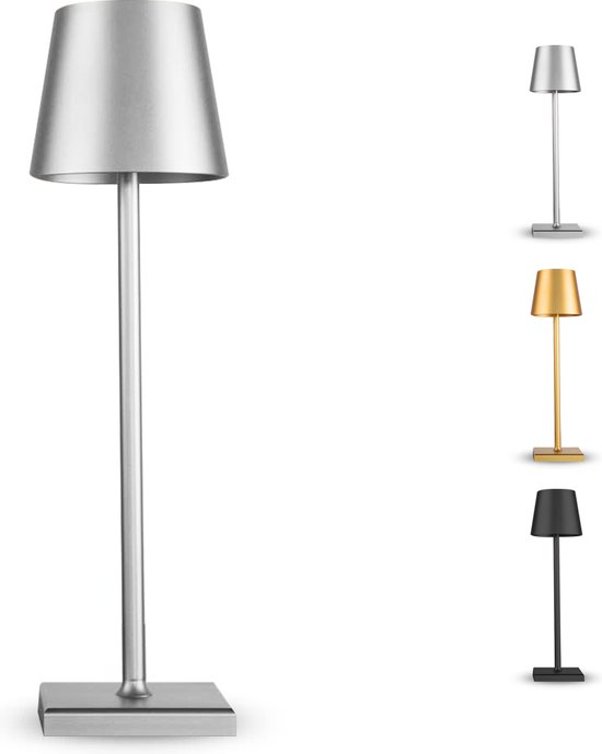Bolt Electronics® - Lampe de table rechargeable - Lampes de table - Dimmable - Chambre - Salon - Argent
