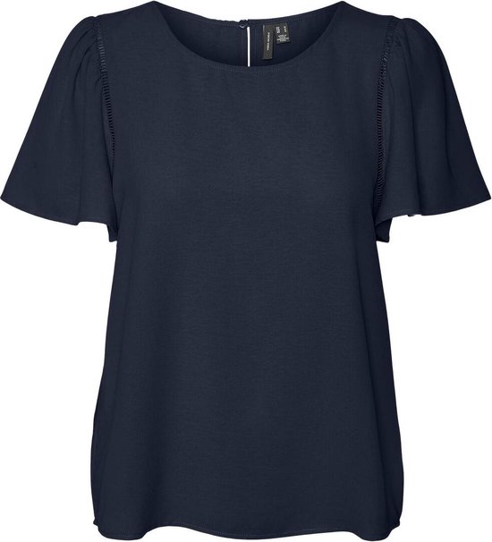 Top VERO MODA VMJANIE Flounce SS - Haut Femme à Volant, Printemps - Coupe Classique, Confortable - Tissu Fluide