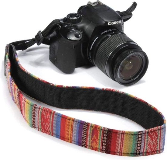 Knaak Vintage Cameraband - Nek Strap Band - Regenboogkleuren