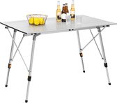 BukkitBow - Table de camping pliable en aluminium - Légère et réglable en hauteur 120X68,5CM - Hauteur : 59-78,5CM - Argent