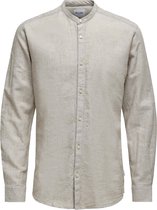 Only & Sons Chemise Onscaiden Ls Solid Linen Mao Shirt 22019173 Chincilla Men Size - S