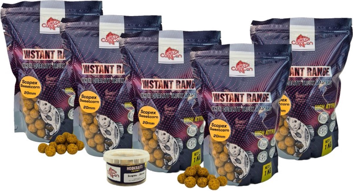 5kg Instant Range Boilies 'Scopex Sweetcorn' + Hookbaits - 20mm - Boilies Karper Aas