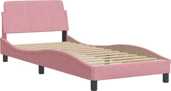 vidaXL-Bedframe-met-hoofdeinde-fluweel-roze-100x200-cm