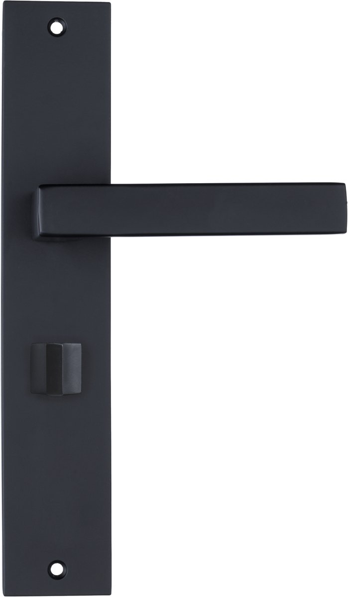 Ostiumhome® Veneto Deurklink op schild met WC-slot - Deurbeslag met WC-slot - 245 mm - Geschikt voor binnendeuren - Mat Zwart