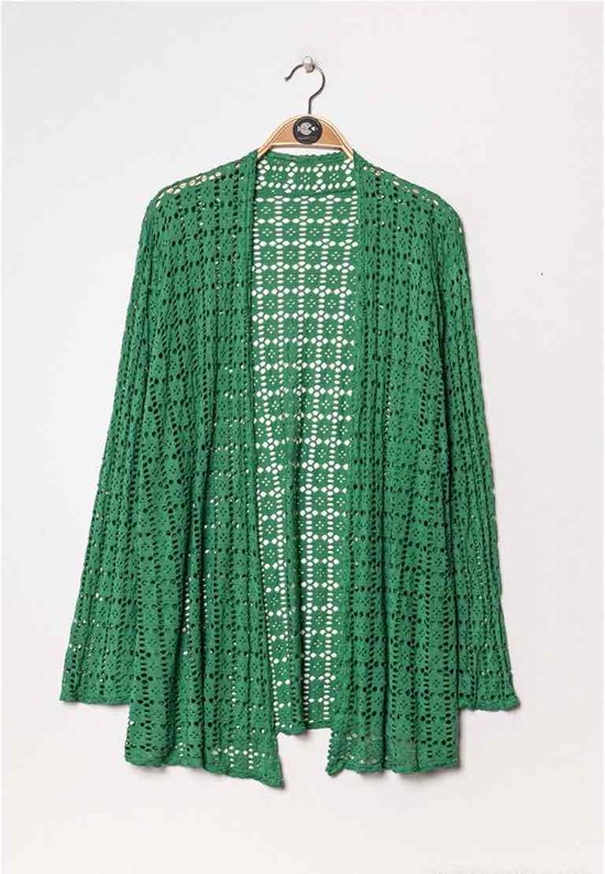 Dames vest Gea effen licht smaragd groen met lange mouwen maat M/L