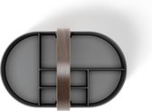 Caddy met uitneembare scheidingswand voor cosmetica, kantoorbenodigdheden en meer, hout, zwart/walnoot, medium