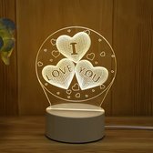3D illusie LED lampje - I Love You - Warm licht - Inclusief 230v stekker - Tafellamp - Sfeerlamp - Bureaulamp - Nachtlamp - Cadeautje - Kinderlamp - Decoratie - Liefde - Moederdag - Verjaardag - Valentijn - Love