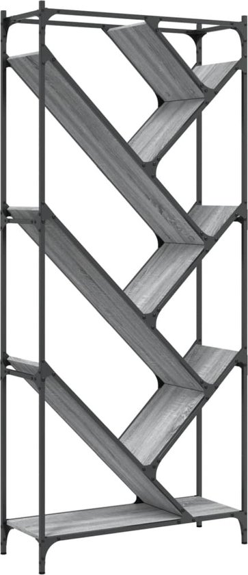 vidaXL - Boekenkast - 79x30x180 - cm - bewerkt - hout - en - metaal - grijs - sonoma
