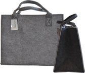 Sac à provisions Feutre - Grijs Foncé / Zwart - 35 x 20 x 28 cm - Sac en Feutres - Sac robuste - Sac Goodie - Shopper - Sac à main