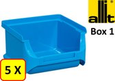 5 x Magazijnbak - grijpbak - stapelbak Allit - ProfiPlus Box 1 - 0.3 L - PP - blauw