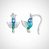 damesoorbellen - zilveren oorhangers - kolibrie - 925 zilver