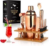 Mima®Cocktail Set 16-Delig - Incl. Opbergrek - Cocktail Shaker - RVS - Rosé Goud